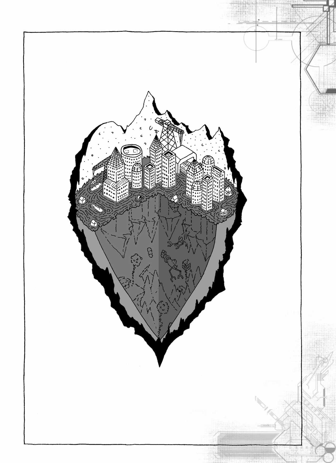 Egg World Planet - Upside down egg planet with floating town for WeirdspaceRPG
